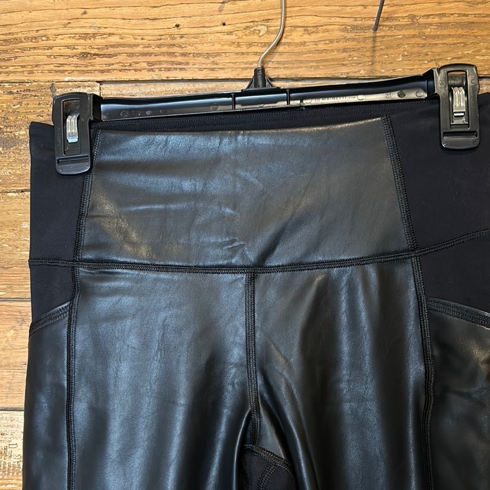 Athleta Gleam Chaturanga Black Faux Leather Leggings - Picture 5 of 9